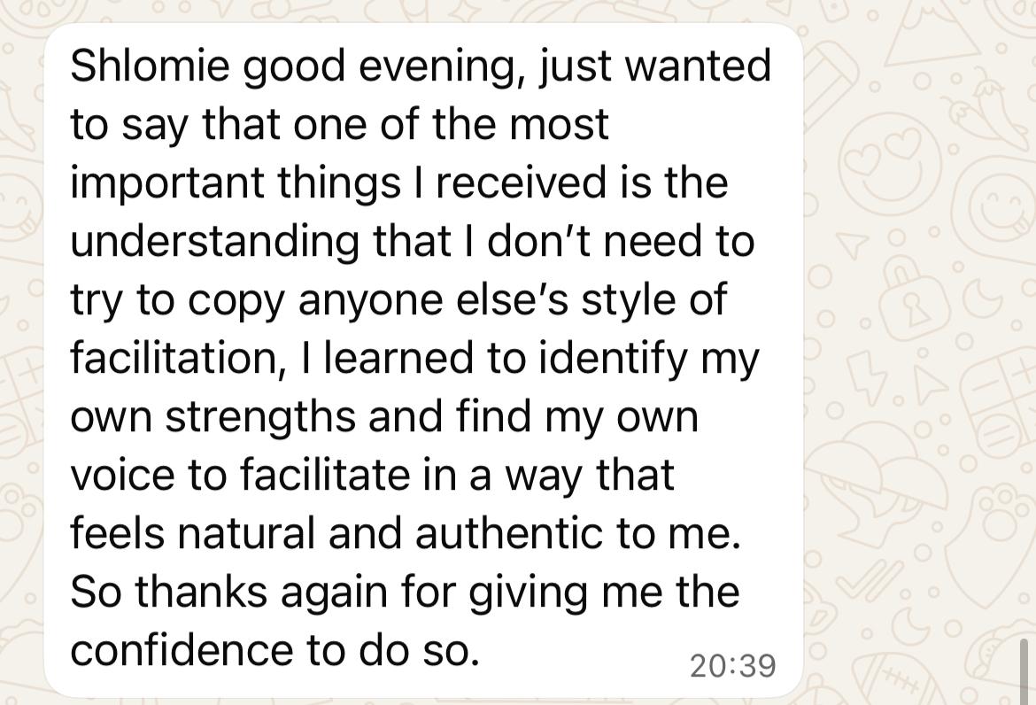 Student review about finding an authentic facilitation style