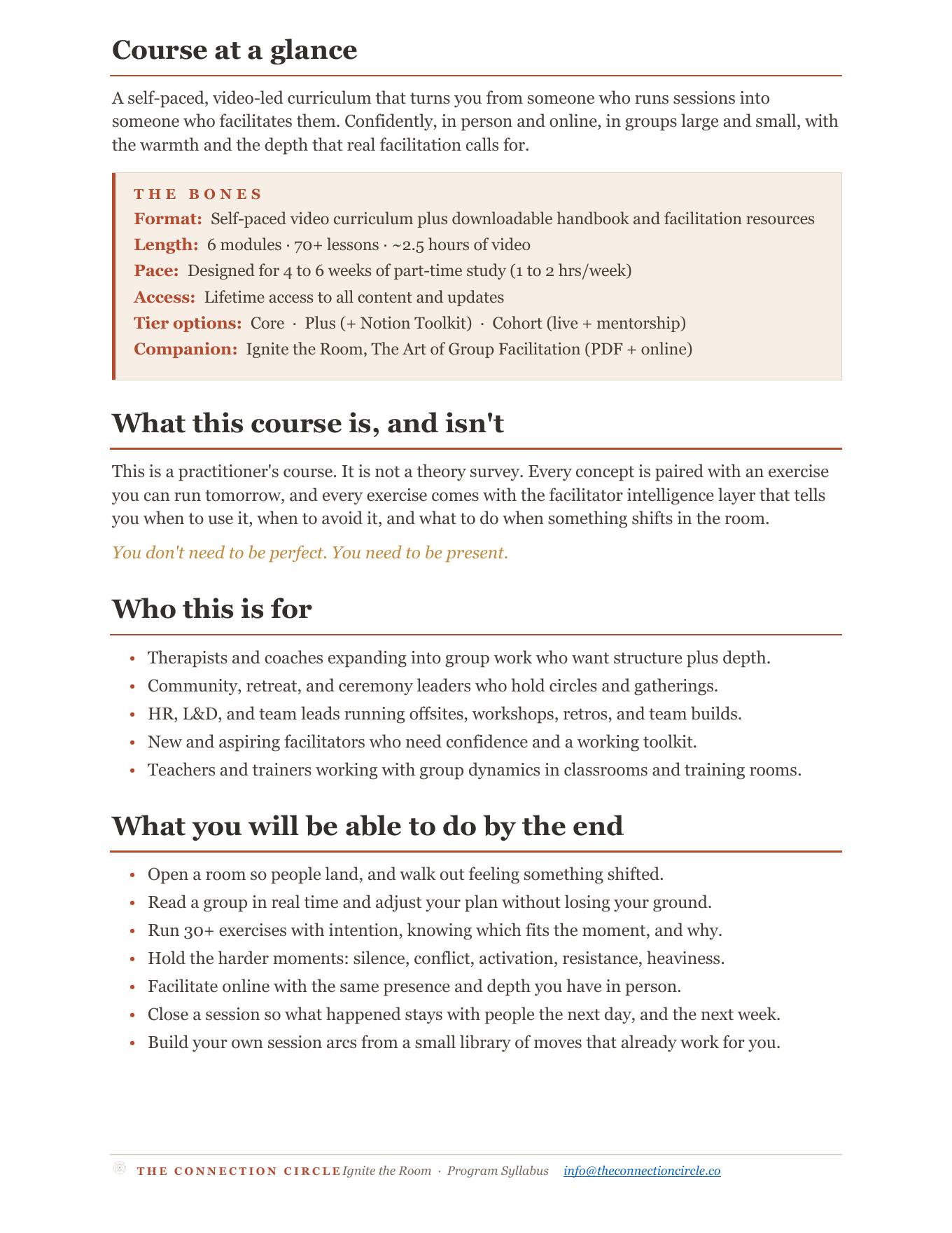 Ignite the Room syllabus page 2