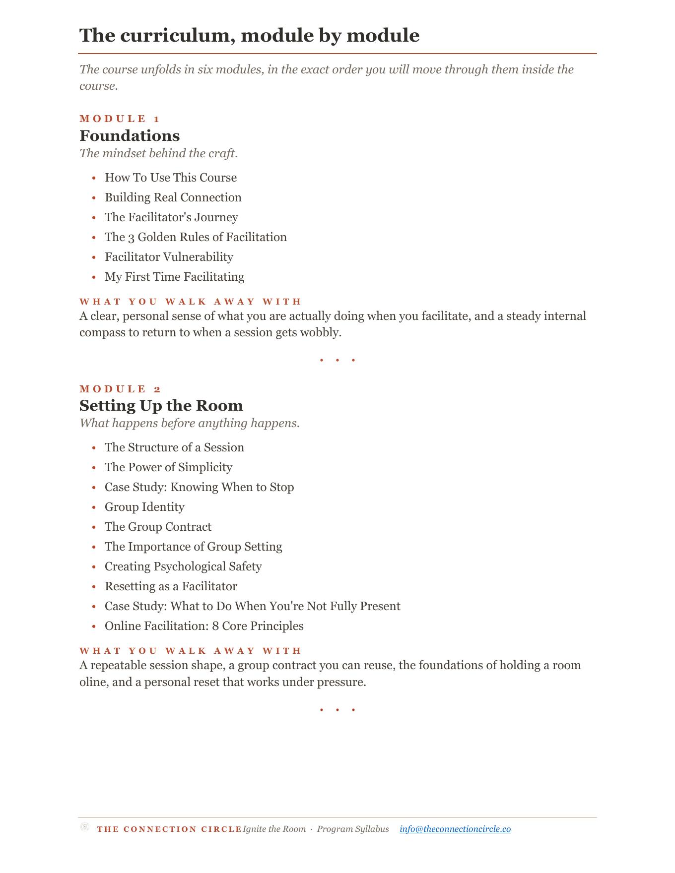 Ignite the Room syllabus page 3