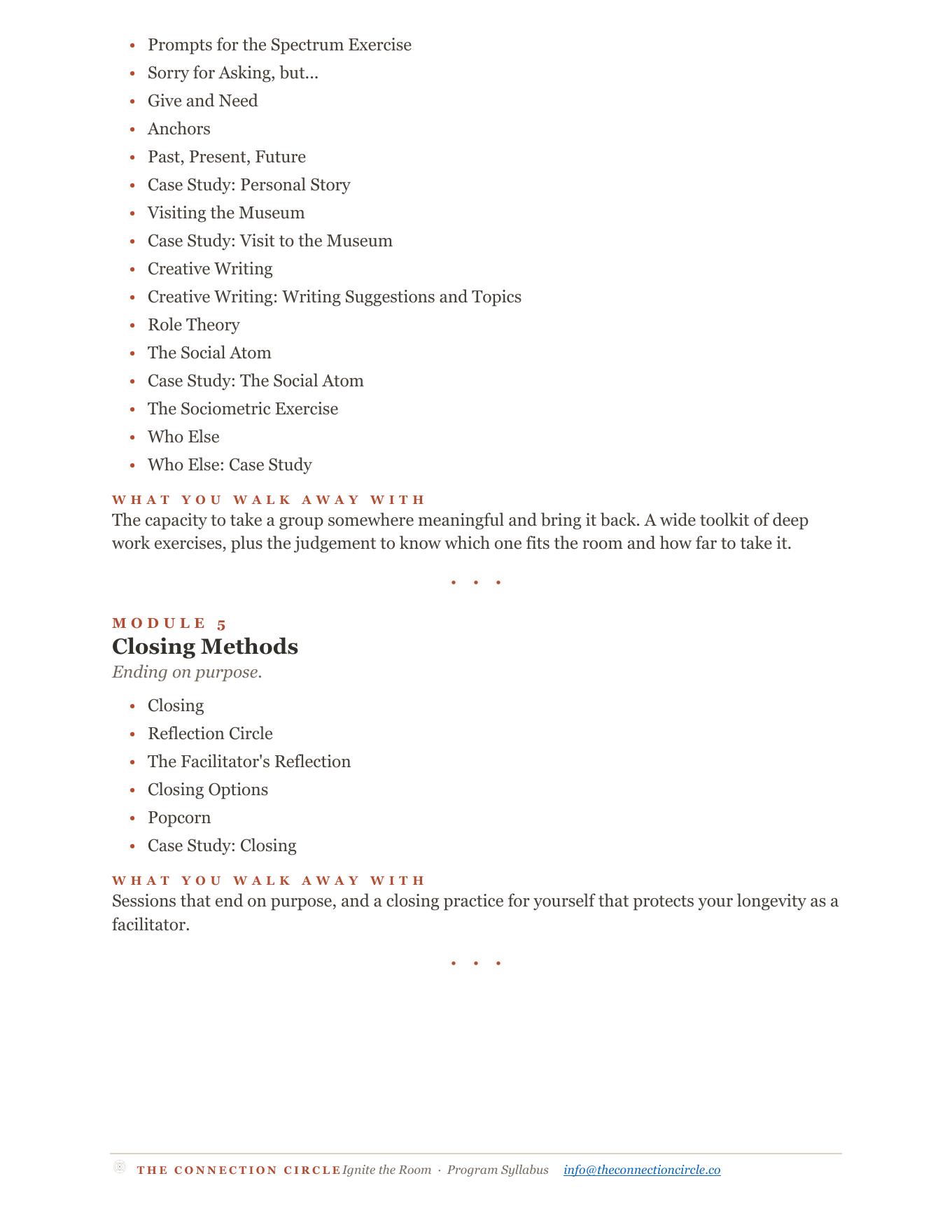 Ignite the Room syllabus page 5